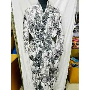 Bata de Baño con Estampado Floral Jaipuri, Bata de Baño Suave Tejida para Familias, Talla Única, Estilo Casual de Verano con Cierre de Cordón, Logotipo Personalizado - Product Image 1