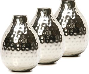 ดอกบานโลหะขัดเงาทรงค้อนลายดอกดูเบิลใหม่แจกันเงางามพร้อมฐานแม่เหล็กสำหรับตกแต่งบ้านและสำนักงานร่วมสมัย - Product Image 1