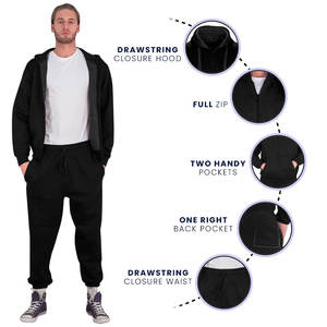 Ensemble de survêtements à capuche noirs classiques en gros, parfait pour les sorties décontractées et les entraînements pour hommes - Product Image 5