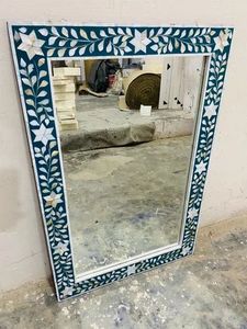 Espejo con incrustaciones de hueso y espejo de pared con incrustaciones de hueso moderno hecho a mano, espejo decorativo de pared - Product Image 3