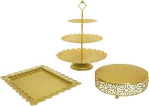 Best Seller Cake Stand de metal recubierto de oro Cake Stand de 3 niveles de alta calidad al por mayor elegante Cake Stand en calidad premium - Product Image 2