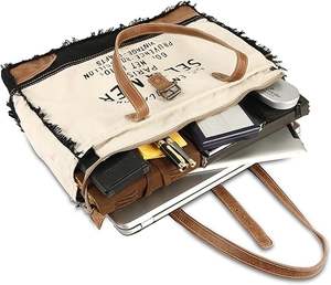 Bolso de mano de lona para manualidades vintage, bolso de cuero radiante para ir de compras - Product Image 1