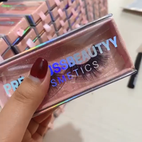Nouvelles boîtes à cils vides coulissantes rose nude boîte d'emballage de tiroir en PVC magnétique pour cils