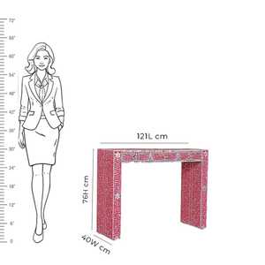 Table d'armoire décorative meubles de salon de chambre à coucher couleur rose Table de chevet en incrustation d'os de nacre fabriquée en Inde - Product Image 2