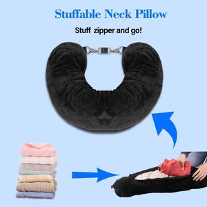 Stuffable Pillow for Travel, Say Goodbye to Excess Fees with a Neck Pillow That <b>Doubles</b> As Extra Luggage Not Using Latex - Product Image 2