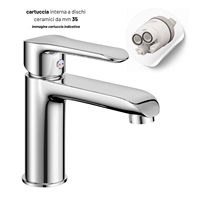 Robinet de lavabo monocommande en laiton M RUBINETTERIA avec cartouche de 25 mm et raccord de vidage 1,1/4 - Série Age - Lot de 1 Modèle 2300773_1_1