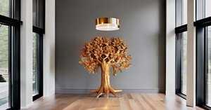 Arte de pared de árbol de la vida de latón elegante diseño de Metal de lujo para decoración de oficina en casa decoración de pared para sala de dibujo - Product Image 2