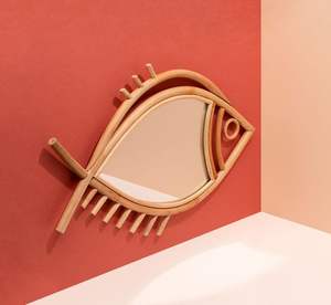 Miroir de décoration intérieure suspendu en rotin naturel, design unique fait à la main - Product Image 3