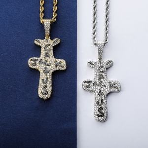 Nouveau Collier Pendentif Hip Hop en Laiton Plaqué Or avec Chaîne Corde et Zircon Cubique Scintillant Taille Brillante <span class=keywords><strong>CACTUS</strong></span> JACK - Product Image 6
