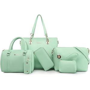 Wholesale Genuine Cowhide <b>Women</b> Bag Set Tote Shoulder Handbag Crossbody Bag <b>Wallet</b> Wristlet Cosmetic Pouch Key Holder - Product Image 2