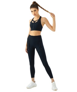 Traje de Yoga sólido Flexible para mujer, ajuste elástico sin costuras, tela transpirable, mallas elásticas, Sujetador deportivo, opciones de talla grande - Product Image 2