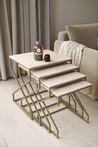 โต๊ะกาแฟโลหะสไตล์อุตสาหกรรมดีไซน์ไม่เหมือนใครทนทานและมีสไตล์สำหรับใช้ในบ้านหรือในเชิงพาณิชย์ - Product Image 2