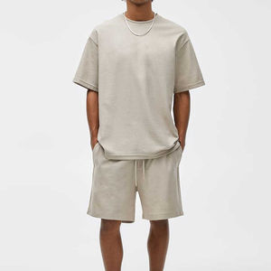 Haute qualité été hommes t-shirts et shorts deux pièces ensemble à manches courtes hommes ensembles vêtements avec taille de couleur personnalisée et logo - Product Image 1