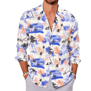 Easy wear Soft Fabric Printed <b>Party</b> Clothes for Autumn Season Men's Slim Long Sleeve Dress <b>Shirts</b> Breathable - Product Image 1