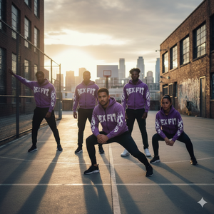 Sudadera con Capucha Personalizada para Hombre, con Cremallera Completa, Bordado en el Pecho, Estilo Urbano Desgastado, Manga Larga en Contraste, Color Morado - Product Image 5