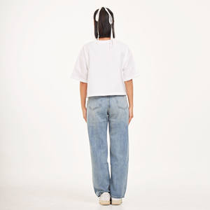 2024 ODM เสื้อครอป XS สำหรับผู้หญิง, เสื้อ100% สั้นคอกลมคอกลมลำลองระบายอากาศได้ดีผ้าคอตตอน - Product Image 4