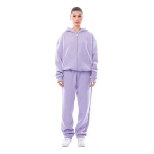 Custom <b>Women's</b> Heavyweight 100% Cotton <b>Velvet</b> Sweatsuit Sets New Style Winter <b>Tracksuit</b> with Hood Crop Screen Print - Product Image 5