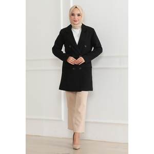 Chaqueta Blazer Negra Clásica para Mujer, 100% Poliéster, Cuello de Doble Capa, Modelo 34350 - Product Image 4