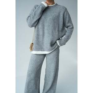 Grey-Bone <b>Knitted</b> <b>Set</b> with Trousers - Product Image 3
