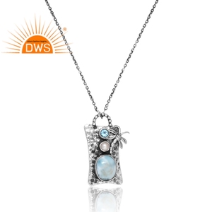 Collar con colgante de múltiples piedras preciosas naturales de Plata de Ley 925 más vendido, joyería personalizada para mujer, regalo para ella - Product Image 3