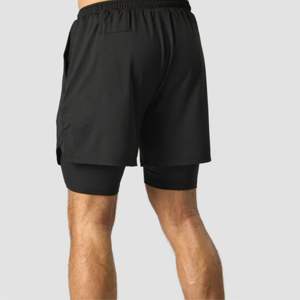 Short de course 2-en-1 pour homme avec doublure de compression-Évacuation de l'humidité et séchage rapide, idéal pour l'entraînement et le fitness - Product Image 3