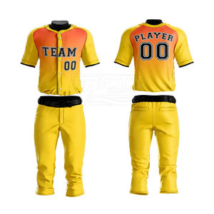 Uniforme de Béisbol Personalizado para Hombre, Amarillo y Naranja, Equipo 00, Pantalones de Jersey con Tela Tackle Twill, Transpirable, Poliéster, Todas las Temporadas, Corte Regular - Product Image 6