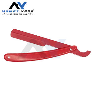 Red Plastic & Stainless Steel Blade Barber Razor <b>Holder</b> Turkish Blade Straight Edge Foldable <b>Knife</b> Shaving & Trimming Razor - Product Image 4