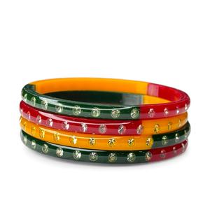 Ensemble de bracelets en acrylique multicolores vibrants avec des accents de strass taille émeraude, vêtements de mariage, vente en gros pour femmes - Product Image 5