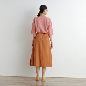 กระโปรงผ้าคอตตอนสำหรับฤดูร้อนกระโปรงสั้นแบบลำลองทรงหลวมเอวยางยืดกระโปรงบาน - Product Image 2