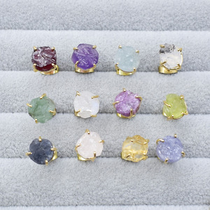 ต่างหูสตั๊ดซิทรีน birthstone-ชุดง่ามพลอยทำด้วยมือของขวัญเครื่องประดับชุบทองสำหรับเธอต่างหูดันกลับ - Product Image 2