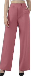 <b>WOMENS</b> STRAIGHT FIT WIDE LEG WORK PANTS PULL ON BUSINESS CASUAL OFFICE <b>SLACKS</b> WITH POCKETS - Product Image 5