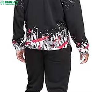 Conjunto Deportivo de Lujo Personalizado con Sudadera con Capucha Estampada y Cintura Elástica, Pantalones con Cordón Ajustable y Efecto Desgastado - Product Image 5
