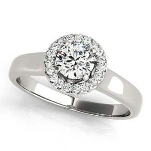 Anillo de Compromiso Vintage con Halo de Moissanita de Corte Redondo y Oro Rosa para Mujer - Product Image 1