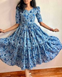 Beautiful Printed Women's One-Piece Suit Cotton Maxi Wedding Party Gown Feeding Design Long Style Anarkali Salwar Dress - Product Image 5