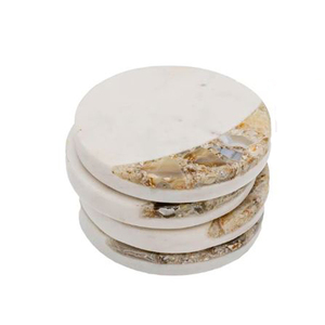 Juego de 4 posavasos de piedra con forma hexagonal de calidad superior de mármol MOP, artículos de mesa de comedor, alfombrillas y almohadillas, posavasos elegantes - Product Image 5