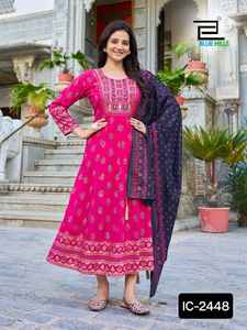 Readymade tradicional étnico indio paquistaní Kurti y Dupatta Set Georgette con bordado de lentejuelas trabajo costura completa Kurtis - Product Image 4