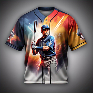 Ropa deportiva equipo 100% poliéster béisbol camisa Jersey impresión personalizada botón abajo béisbol Jersey sublimación Top - Product Image 6