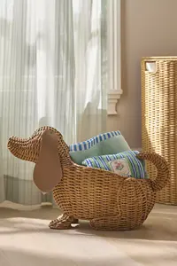 Panier de rangement en osier tressé élégant en forme de chien français, panier pour enfants en rotin pour la chambre d'enfant, la salle de jeux, la décoration de la chambre d'enfant - Product Image 3
