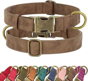 Collier de chien vide réglable en cuir véritable souple marron rose OEM avec boucle en métal à dégagement rapide - Product Image 1