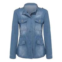 Blouson en jean enduit décontracté surdimensionné pour femme EMPIRE TREND WEARS, fermeture éclair, manches longues, coton tissé, collection automne