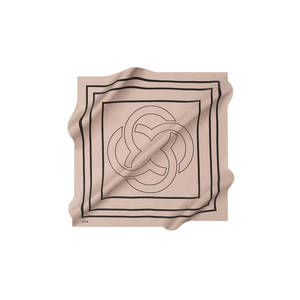 ผ้าพันคอไหมสีเบจลายเรขาคณิตทรงสี่เหลี่ยม - Product Image 1
