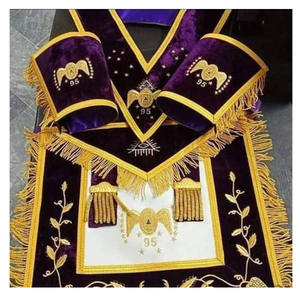 ชุด2ชิ้นผ้ากันเปื้อนเย็บปักลายด้วยมือรุ่น Masonic past Master ผ้ากันเปื้อนผ้าไหมสีฟ้าปักทอง - Product Image 6