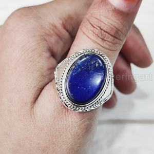 ผู้ค้าส่งบุรุษแหวนธรรมชาติLapis LazuliอัญมณีแหวนBirthstoneทุกขนาดออตโตมันเครื่องประดับคริสต์มาส925แหวนเงิน - Product Image 1