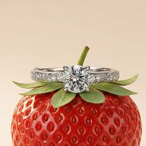 Jeulia Milgrain <b>Wave</b> Pave Round Cut Diamond Engagement <b>Ring</b> - Product Image 3