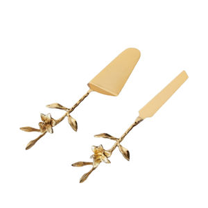 Juego de servidor de pastel de acero inoxidable resistente, peso ligero, fácil de sostener y lavar en hoja plateada con mango negro - Product Image 5