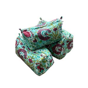 Handblock Eco-Friendly Cotton Travel Organizer Cosmetic Case Set 3 Water Resistant Machine Washable <b>Storage</b> <b>Bags</b> Makeup - Product Image 1