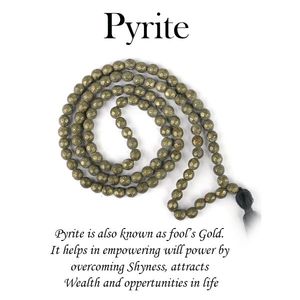 Collar de Mala con Cristal de Pirita, Piedra Preciosa Natural Curativa para la Riqueza y la Confianza - Product Image 5