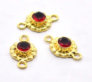 เงินโบราณและชุบทอง18K พลอยโกเมนสีแดงรูปไข่ตัวเชื่อมต่อแบบห่วงคู่สำหรับทำเครื่องประดับ22X13mm ทำเครื่องประดับ - Product Image 4