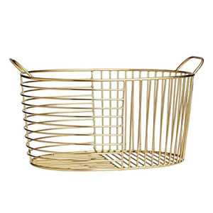 Cesta de frutas con acabado dorado y metal de hierro, cesta de frutas de estilo ovalado moderno para decoración de mesa, utensilios de cocina - Product Image 1