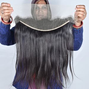 Extensions de cheveux naturels indiens non traités 13*4 HD Frontal Cuticule Aligned Natural Color pour femmes, perruques en cheveux humains noirs bruts, prix bas - Product Image 4